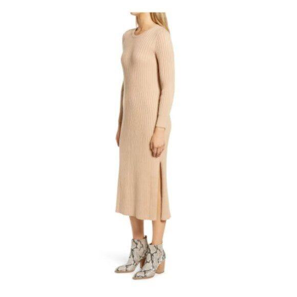 NWT Wayf x BFF Hollie Nordstrom Ribbed Open Back Long Sleeve Sweater Midi Dress - Picture 3 of 16